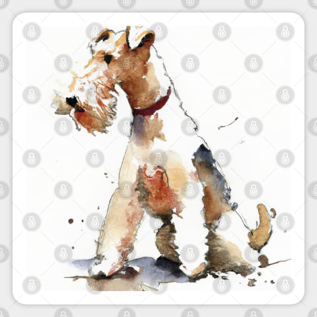 Wire Fox Terrier Watercolor - Dog Lover Gifts Sticker by Edd Paint Something